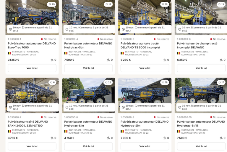 Le fabricant de pulvérisateurs Delvano mis aux enchères sur Internet